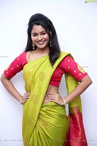 Yashaswi Shetty in Green Silk Saree