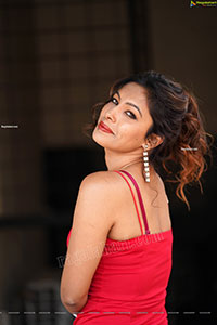 Ankita Bhattacharya in Red Slit Dress