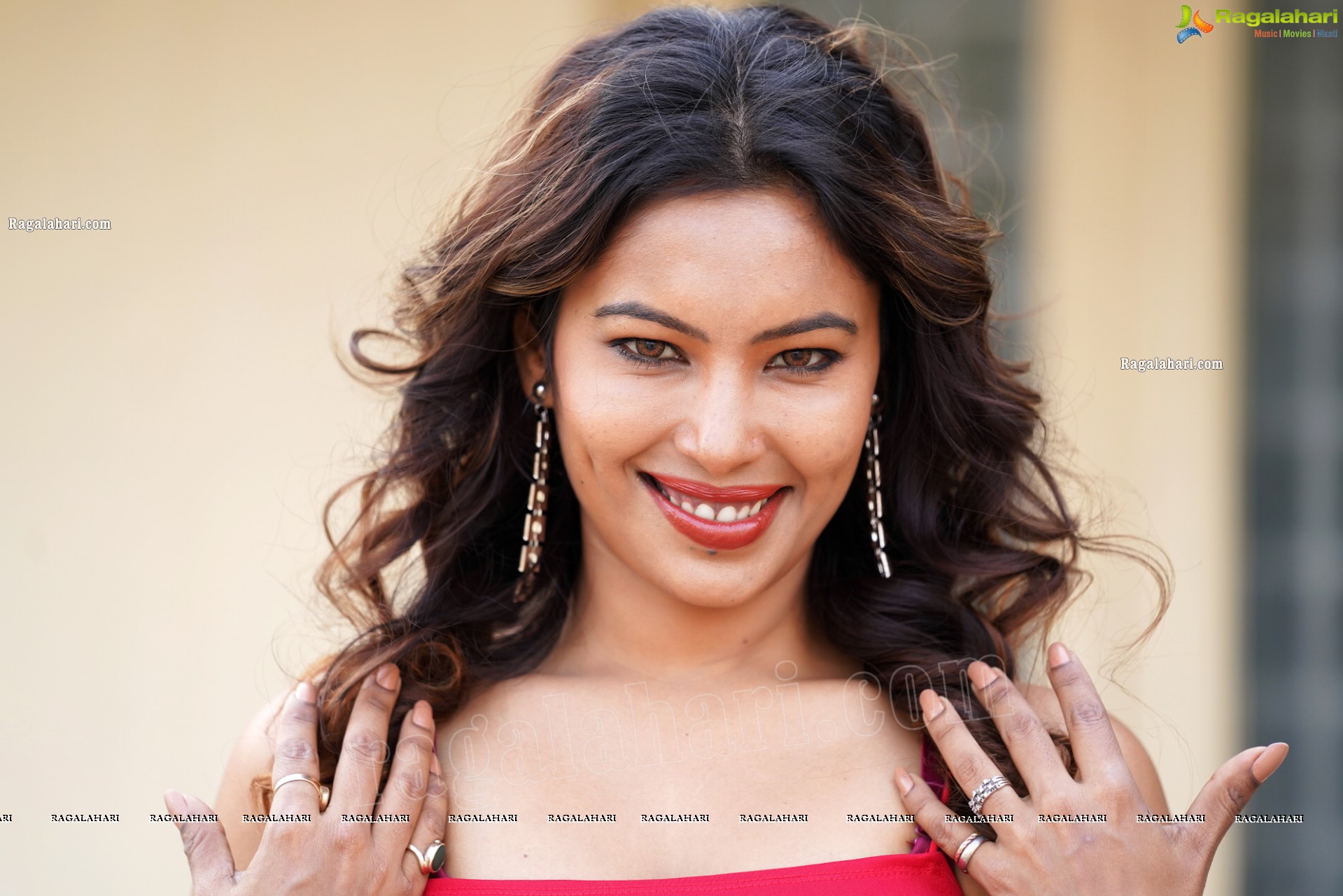 Ankita Bhattacharya in Red Slit Dress, Exclusive Photoshoot