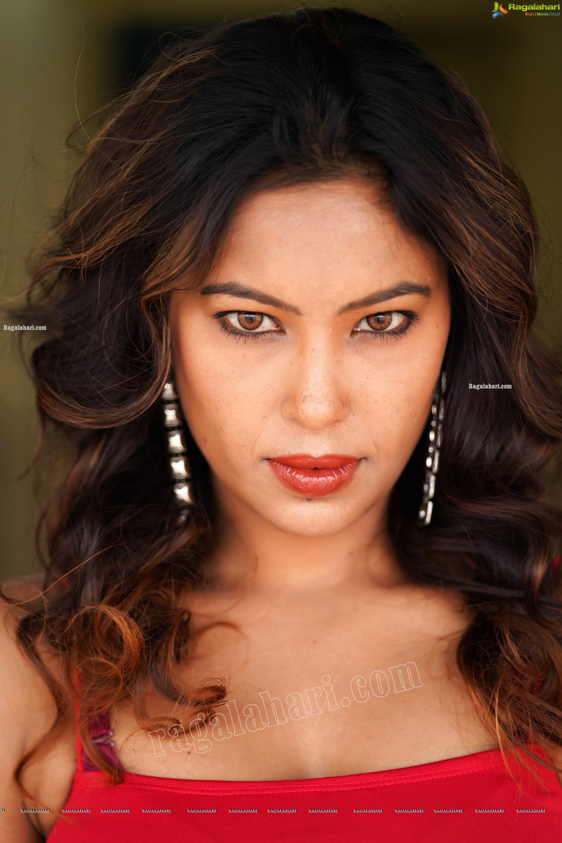 Ankita Bhattacharya in Red Slit Dress, Exclusive Photoshoot