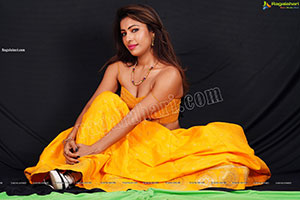 Ankita Bhattacharya in Yellow Long Skirt and Crop Top