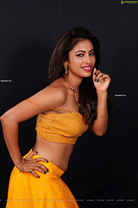 Ankita Bhattacharya in Yellow Long Skirt and Crop Top