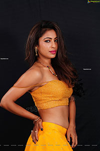 Ankita Bhattacharya in Yellow Long Skirt and Crop Top