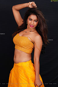 Ankita Bhattacharya in Yellow Long Skirt and Crop Top