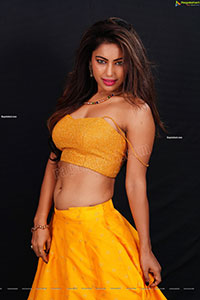 Ankita Bhattacharya in Yellow Long Skirt and Crop Top