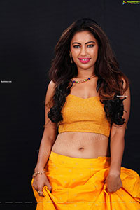 Ankita Bhattacharya in Yellow Long Skirt and Crop Top