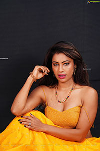 Ankita Bhattacharya in Yellow Long Skirt and Crop Top