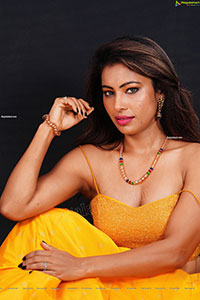 Ankita Bhattacharya in Yellow Long Skirt and Crop Top