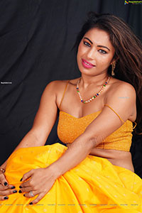 Ankita Bhattacharya in Yellow Long Skirt and Crop Top