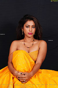 Ankita Bhattacharya in Yellow Long Skirt and Crop Top