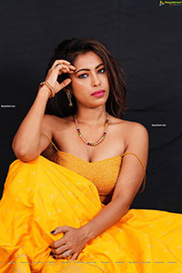 Ankita Bhattacharya in Yellow Long Skirt and Crop Top