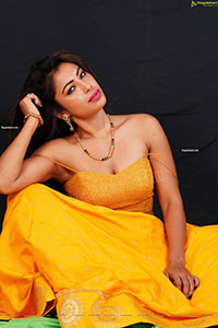 Ankita Bhattacharya in Yellow Long Skirt and Crop Top