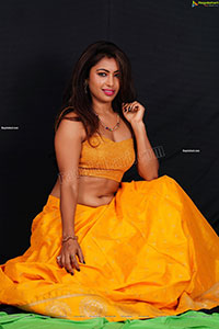 Ankita Bhattacharya in Yellow Long Skirt and Crop Top