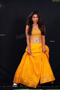 Ankita Bhattacharya in Yellow Long Skirt and Crop Top