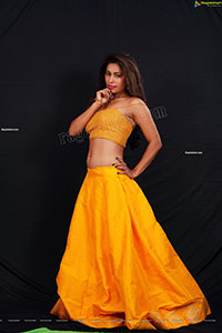 Ankita Bhattacharya in Yellow Long Skirt and Crop Top