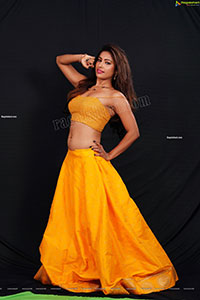 Ankita Bhattacharya in Yellow Long Skirt and Crop Top