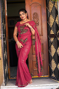 Anusha Venugopal in Pink Saree