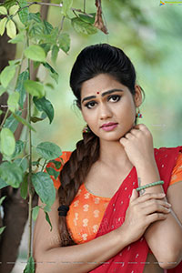 Aparnna Mallik in Orange and Red Half Saree