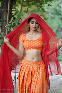 Aparnna Mallik in Orange and Red Half Saree