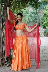 Aparnna Mallik in Orange and Red Half Saree