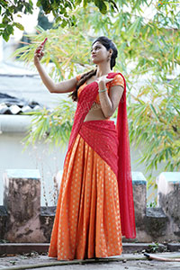 Aparnna Mallik in Orange and Red Half Saree