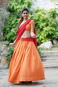 Aparnna Mallik in Orange and Red Half Saree