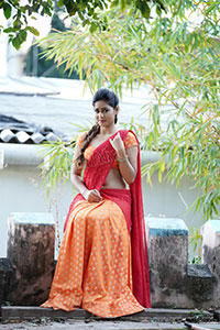 Aparnna Mallik in Orange and Red Half Saree