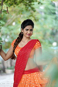 Aparnna Mallik in Orange and Red Half Saree