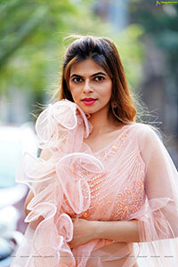 Pranjal Palkar in Peach Ruffle Lehenga Choli