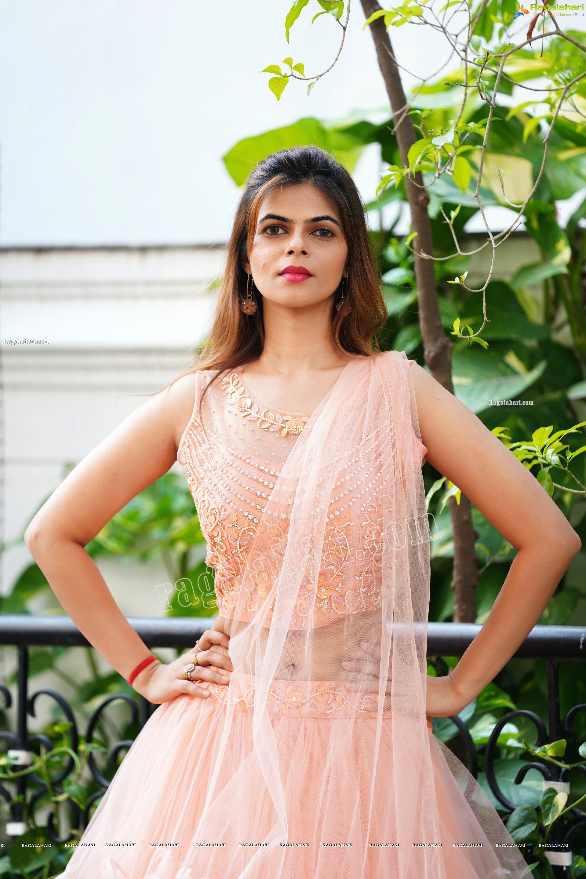 Pranjal Palkar in Peach Ruffle Lehenga Choli, Exclusive Photoshoot