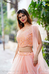 Pranjal Palkar in Peach Ruffle Lehenga Choli