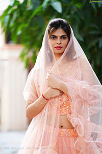 Pranjal Palkar in Peach Ruffle Lehenga Choli