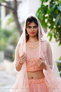 Pranjal Palkar in Peach Ruffle Lehenga Choli