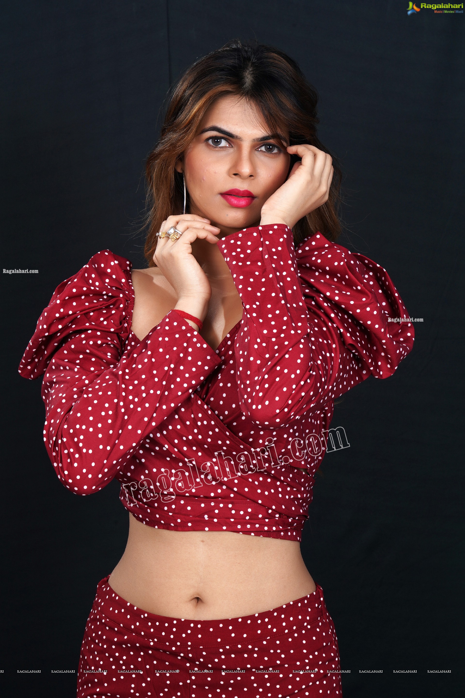 Pranjal Palkar in Red Polka Dot Crop Top and Pants, Exclusive Photoshoot