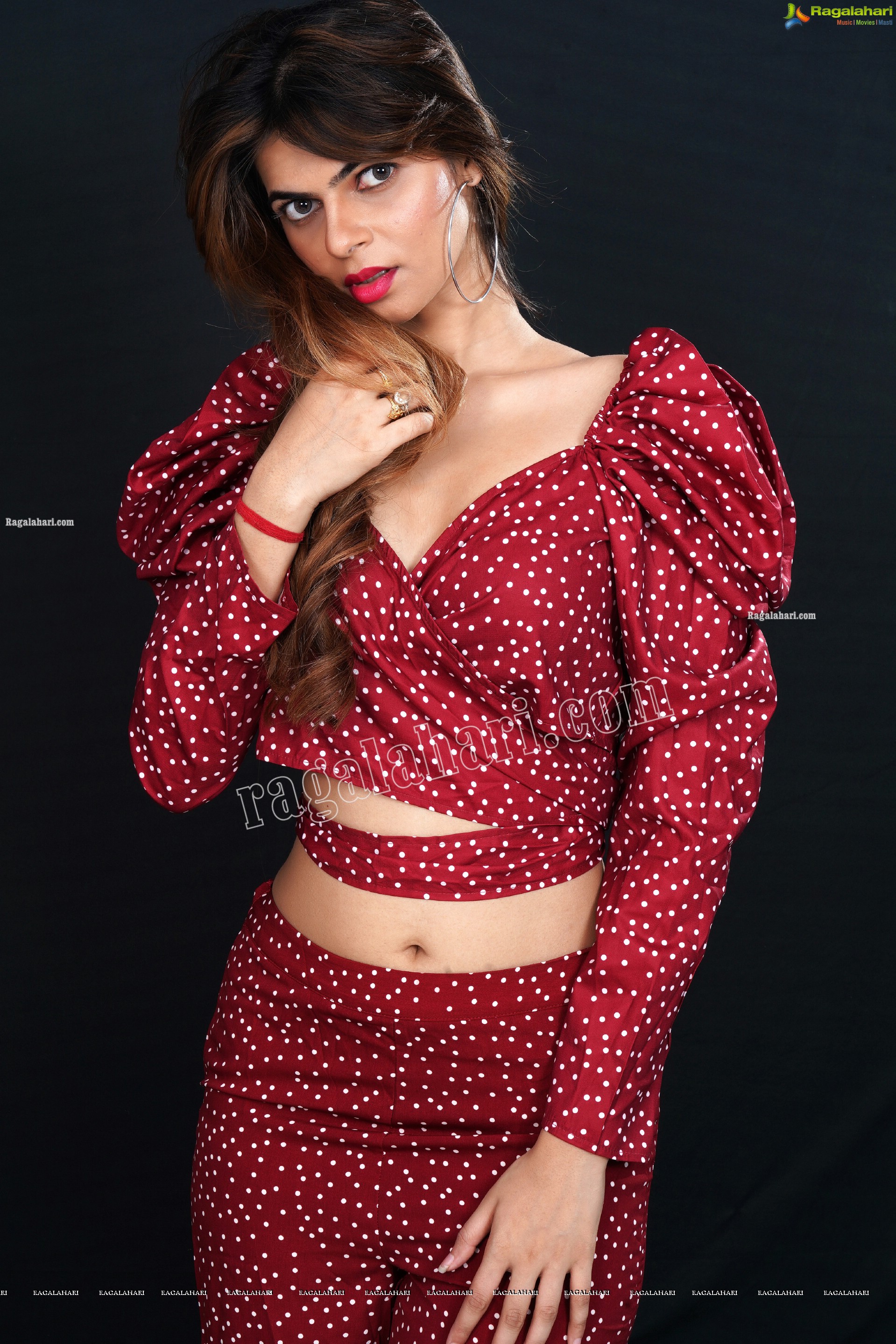 Pranjal Palkar in Red Polka Dot Crop Top and Pants, Exclusive Photoshoot