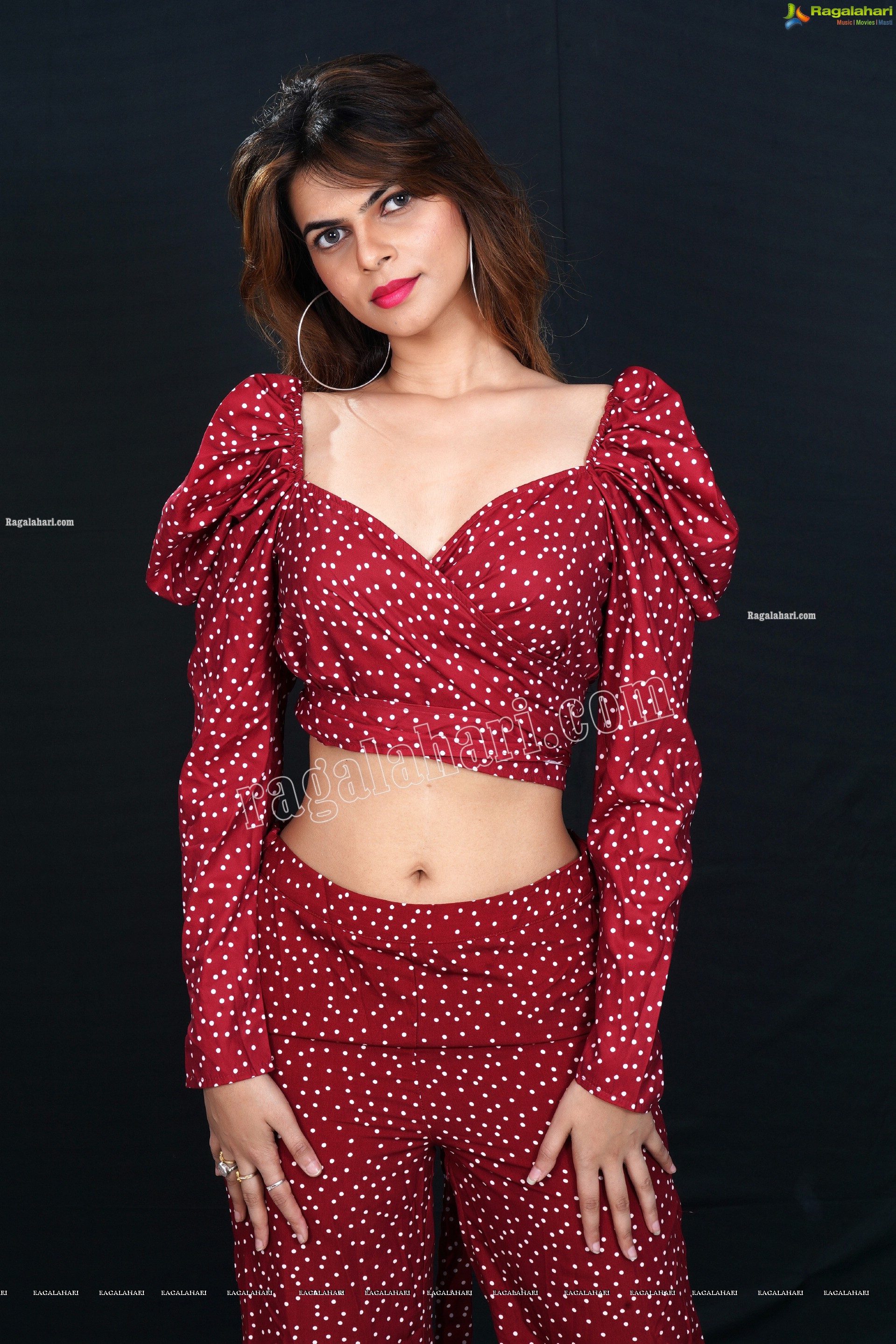 Pranjal Palkar in Red Polka Dot Crop Top and Pants, Exclusive Photoshoot