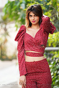 Pranjal Palkar in Red Polka Dot Crop Top and Pants