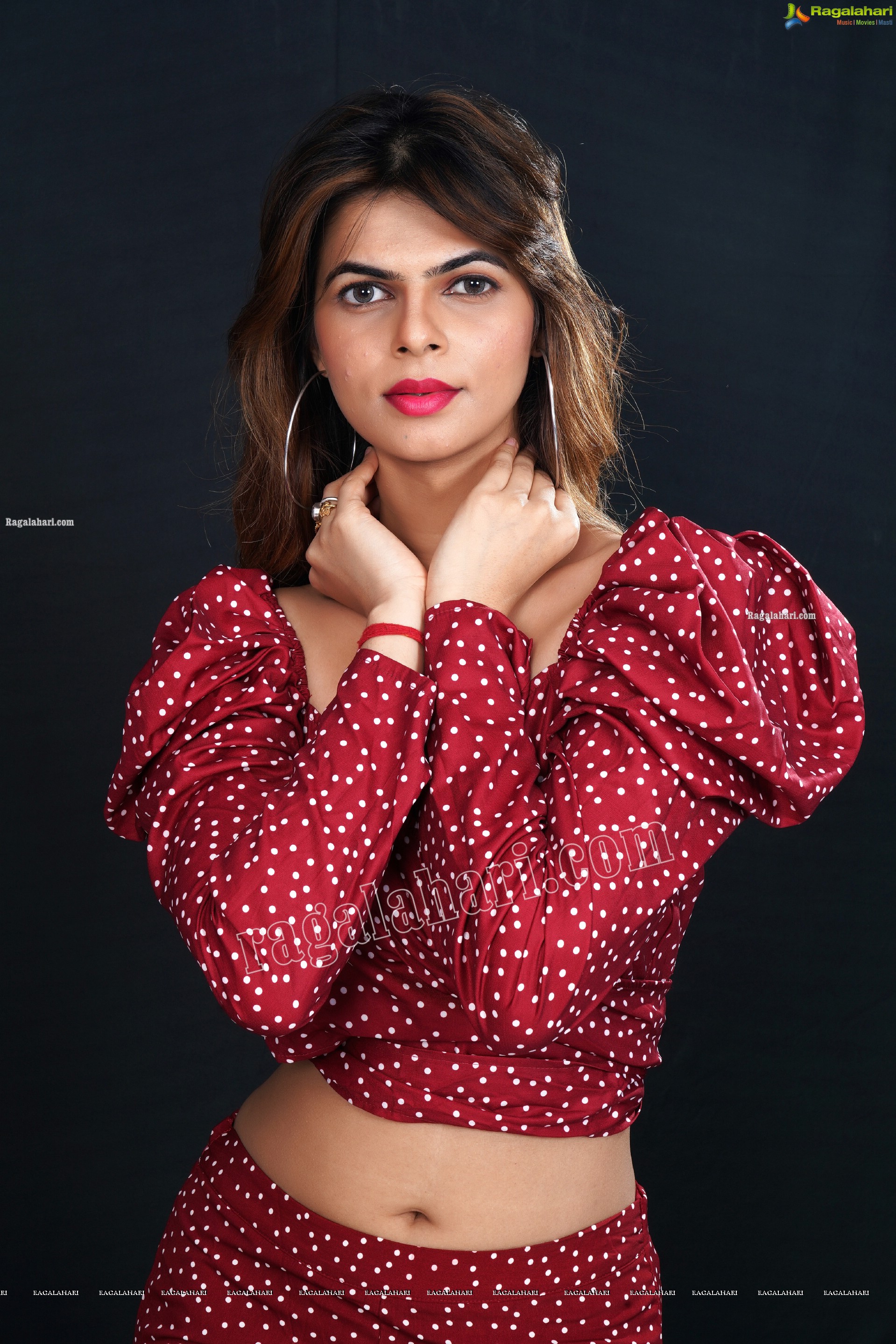 Pranjal Palkar in Red Polka Dot Crop Top and Pants, Exclusive Photoshoot