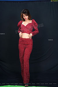 Pranjal Palkar in Red Polka Dot Crop Top and Pants