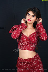 Pranjal Palkar in Red Polka Dot Crop Top and Pants