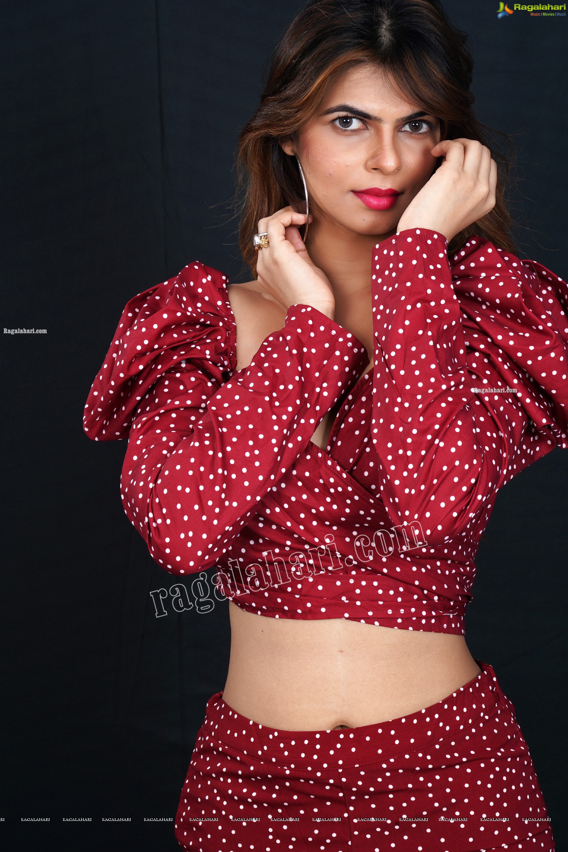 Pranjal Palkar in Red Polka Dot Crop Top and Pants, Exclusive Photoshoot