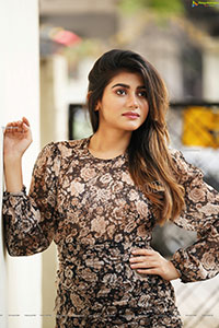 Prantika Das in Black Floral Print Dress