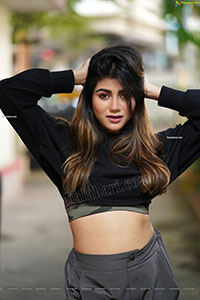 Prantika Das in Black Knitted Crop Top