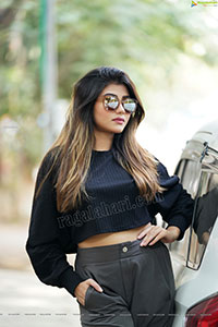 Prantika Das in Black Knitted Crop Top