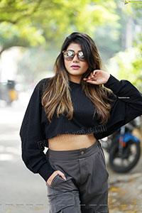 Prantika Das in Black Knitted Crop Top