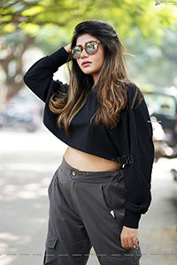 Prantika Das in Black Knitted Crop Top