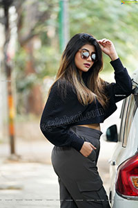 Prantika Das in Black Knitted Crop Top