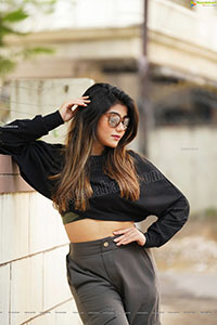 Prantika Das in Black Knitted Crop Top