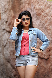 Richa Kalra in Denim Shorts and Jacket