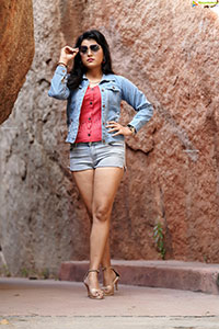 Richa Kalra in Denim Shorts and Jacket